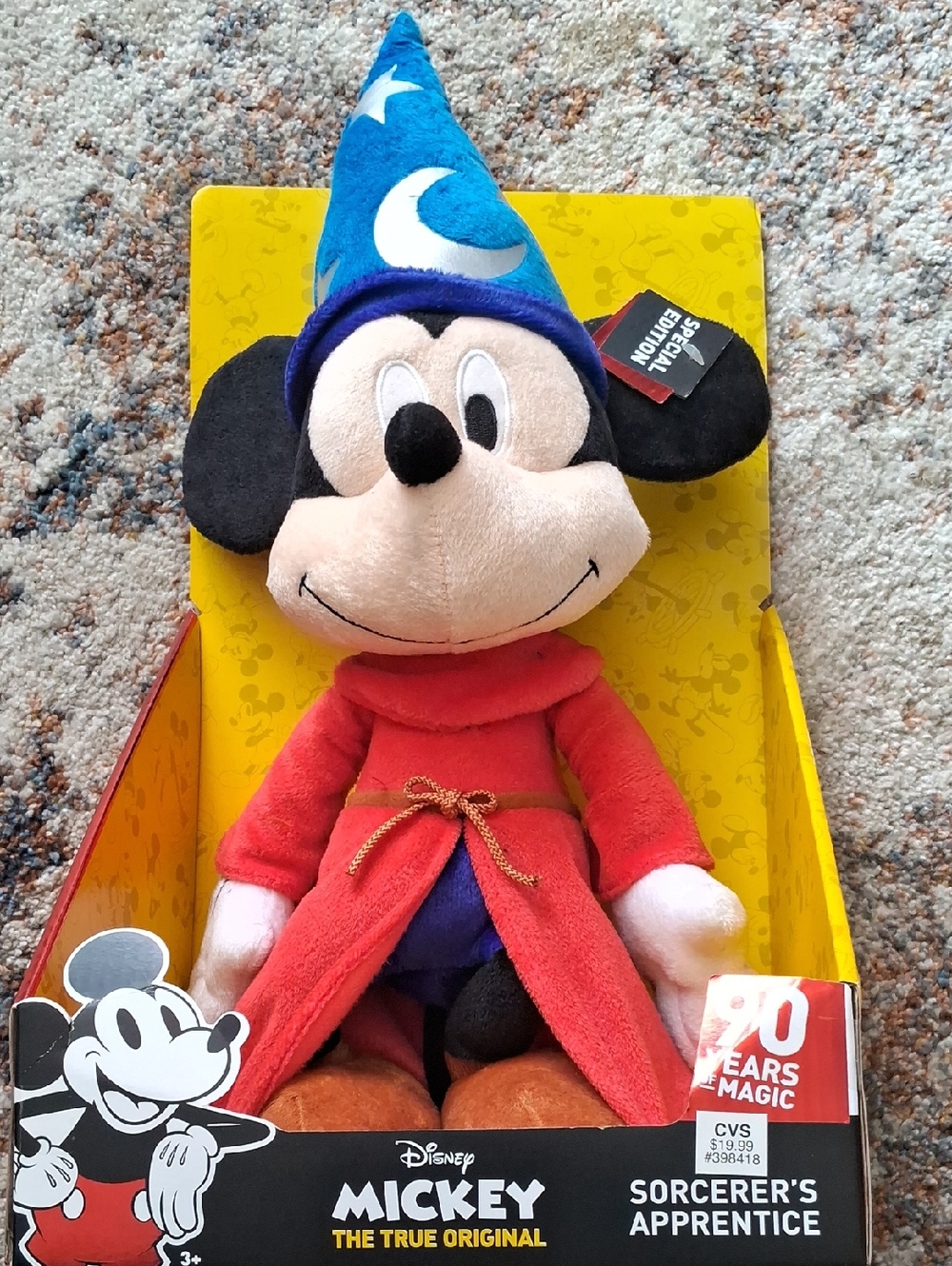 Disney Mickey The True Original Sorcerer’s Apprentice Plush - Red Robe, Blue Hat